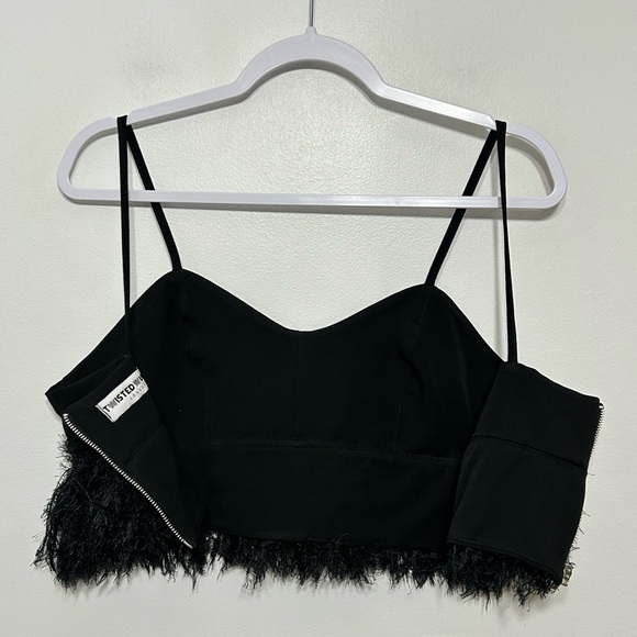 Twisted Wunder London Faux Feather Fringe Crop Top - Picture 7 of 11